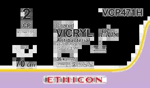 VICRYL PLUS фіолетовий 70см M5 USP2 одна голка CP, тип зворотньо-ріжуча Reverse Cutting, 40мм, 1/2 кола